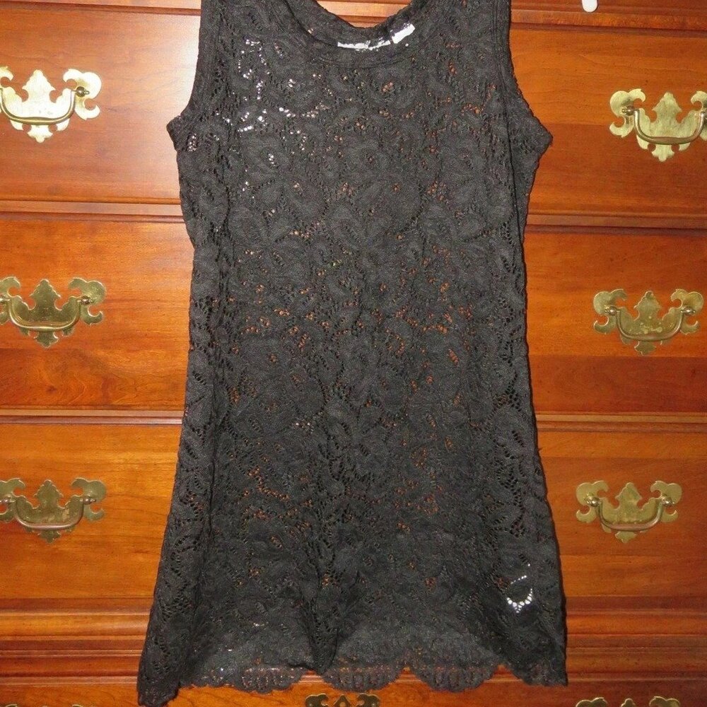 Attitudes by Renee Black Lace Knit Sleeveless Top Tank XXS
